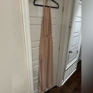 Elegant Halter Maxi Dress in Blush